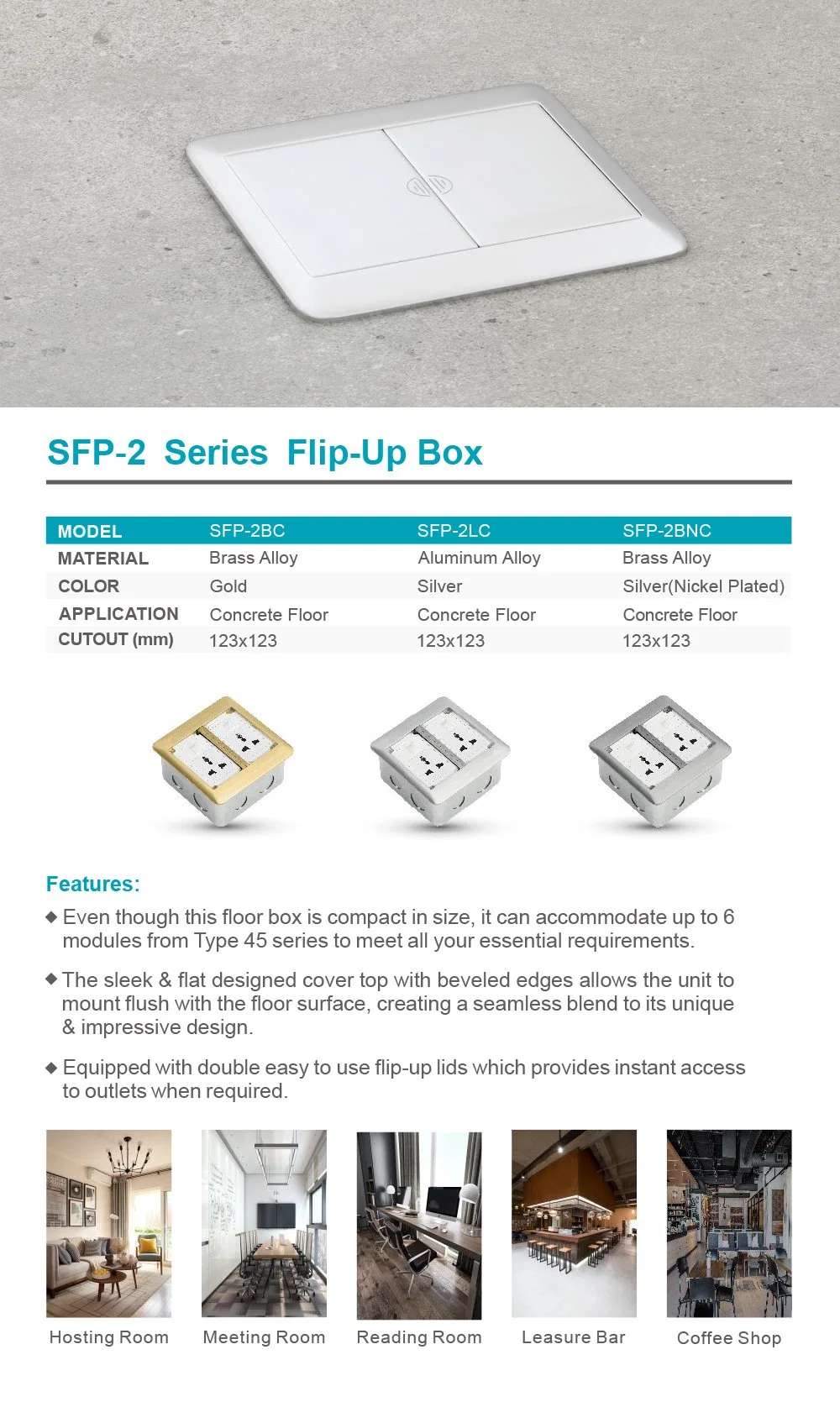 Sinoamigo 2 Side Flip Cover Floor Socket